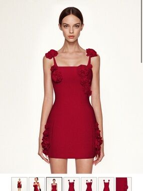 Jw pei Elaina Rosette Applique Mini Dress - Red